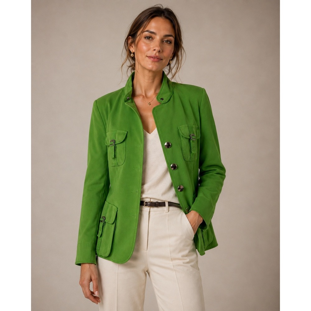 Vintage Laurel by Escada Green Utility Safari Blazer Jacket EU 38 M
